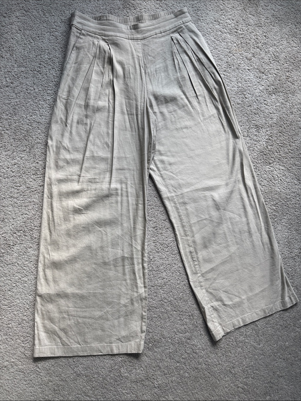 INC International Concepts Light Gray Wide-Leg Pleated Women's Pants